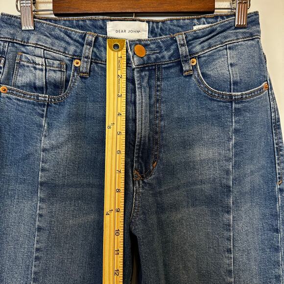 Dear John Jodi Super High Rise Raw Hem Straight Jeans Size 28 Speechless Wash - Picture 11 of 15
